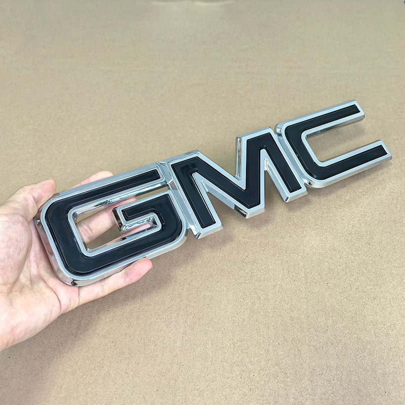Big Front Grille Emblem 3D Plastic Badge Replacement for 2007-2014 GMC Yukon (XL) 2007-2016 Acadia 15126352 (Chrome / Gloss Black)1pack