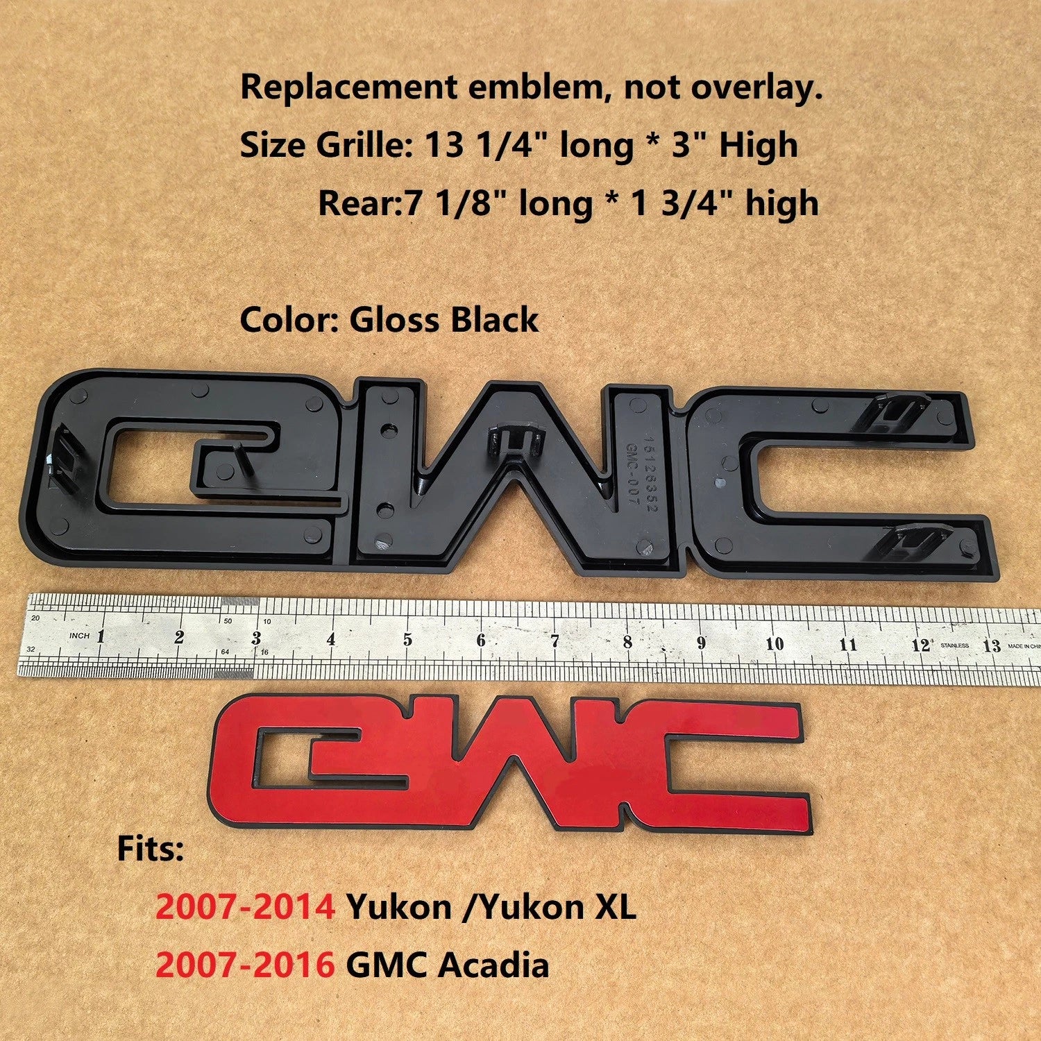 Grille & Tailgate Emblem Set for 2007-2014 GMC Yukon (XL) 2007-2016 Acadia