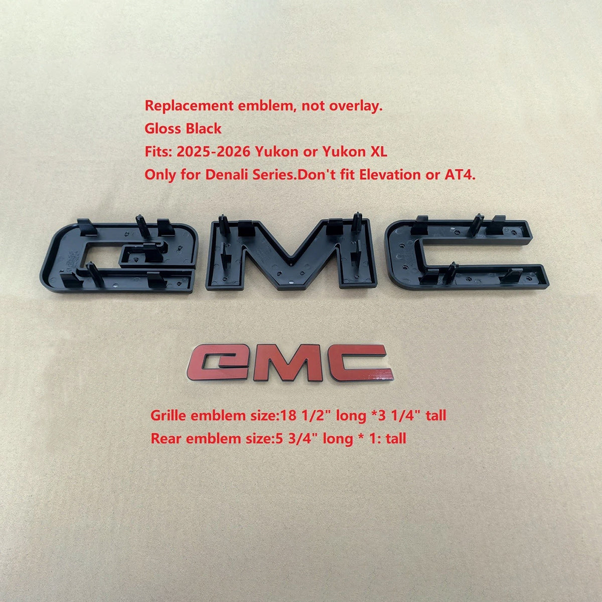 Full Emblem Kit for 2025–2026 GMC Yukon Denali | Denali Ultimate (Gloss Black / Chrome Black) 4-Pack/6-Pack