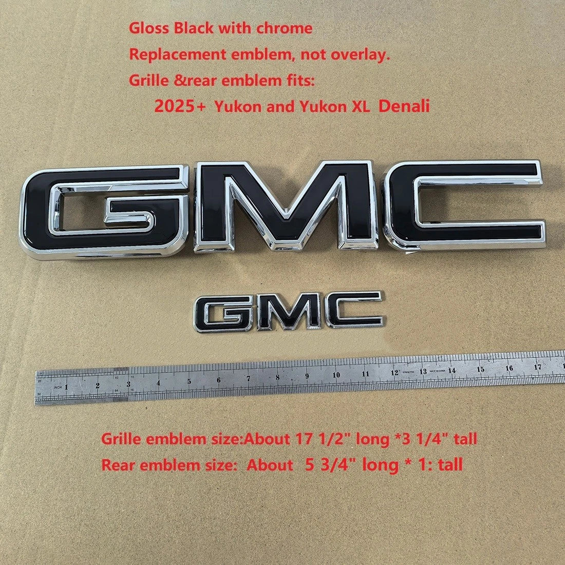 Full Emblem Kit for 2025–2026 GMC Yukon Denali | Denali Ultimate (Gloss Black / Chrome Black) 4-Pack/6-Pack