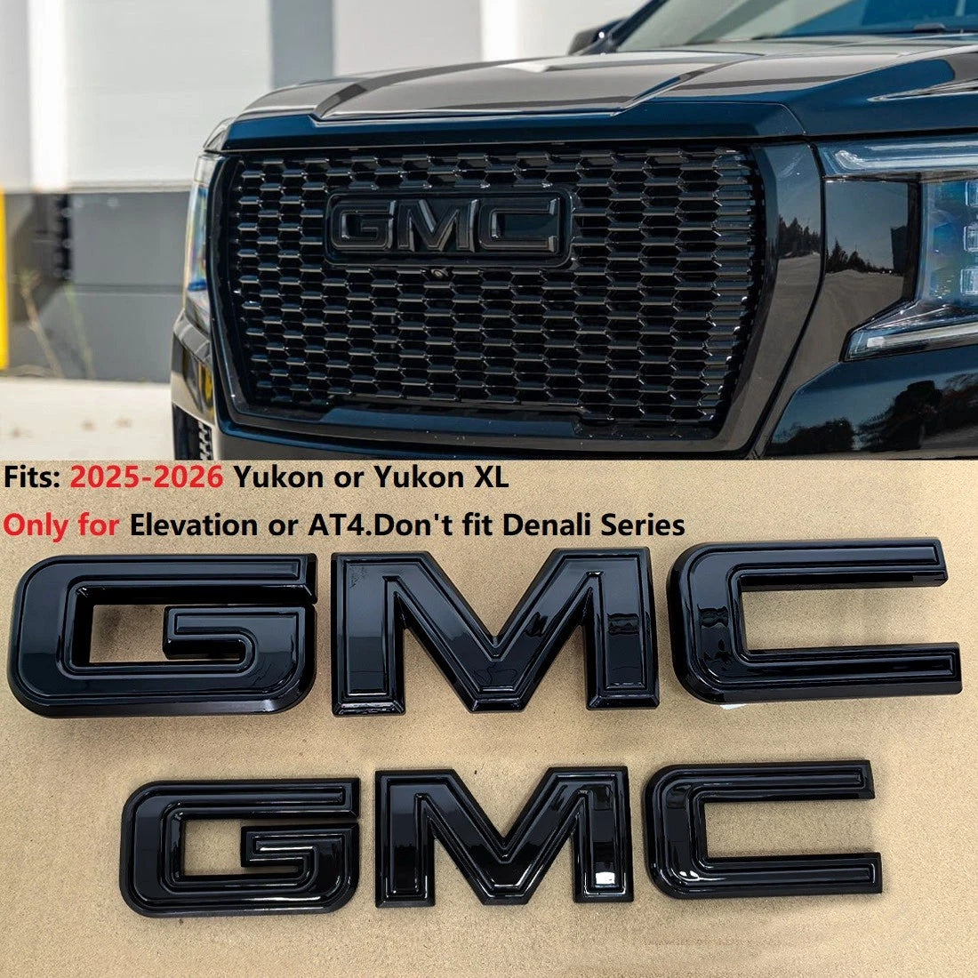 Grille & Rear Emblem Kit for 2025–2026 GMC Yukon AT4 and Elevation