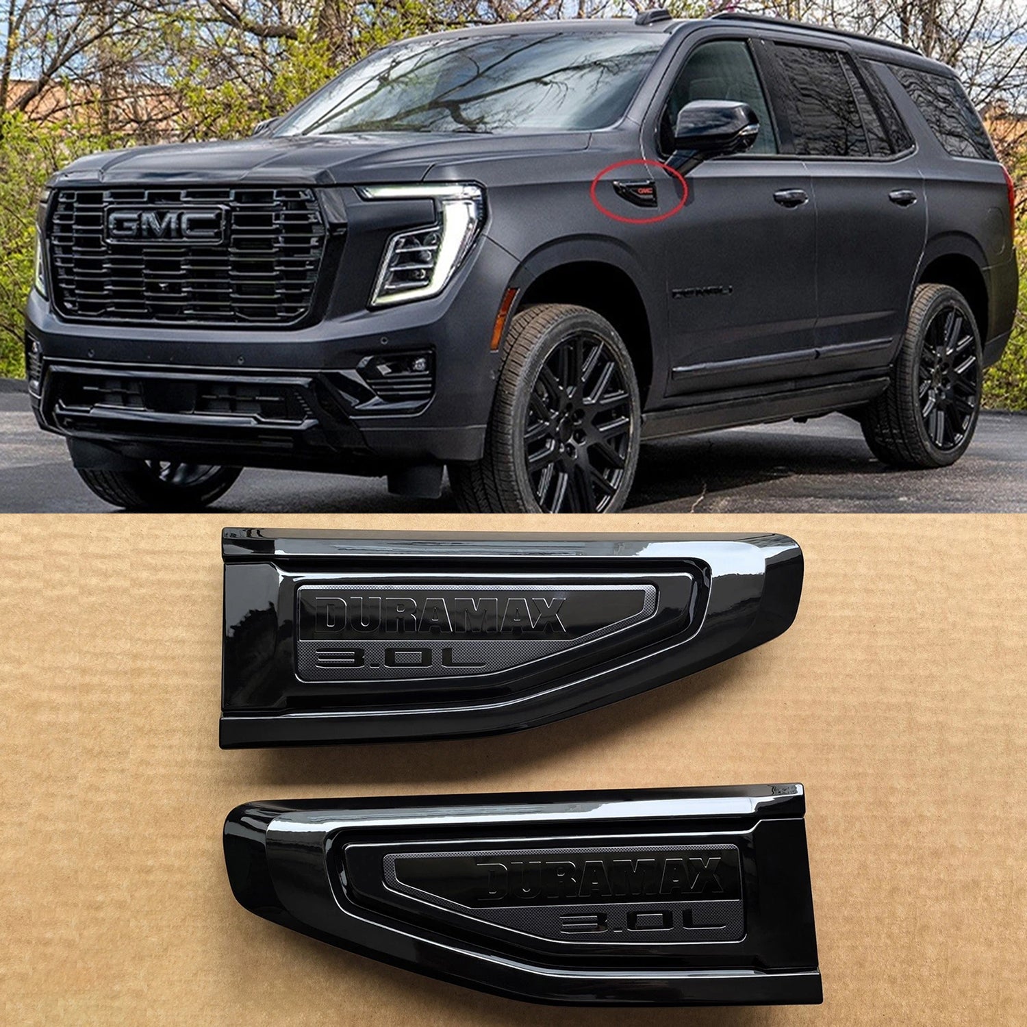 Duramax 3.0L Fender Vent Emblems for 2021–2024 GMC Yukon & Yukon XL