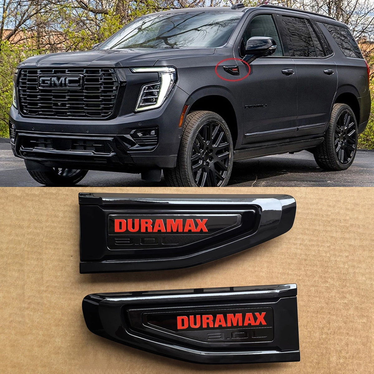 Duramax 3.0L Fender Vent Emblems for 2021–2024 GMC Yukon & Yukon XL