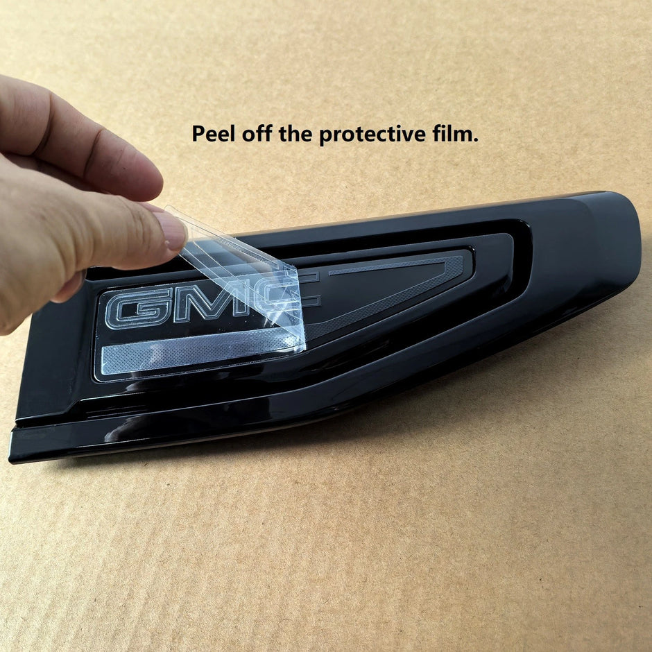 Fender Vent Emblem Badge Set for 2021–2024 GMC Yukon (XL) Left & Right (Black / Red)