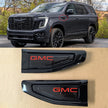 Fender Vent Emblem Badge Set for 2021–2024 GMC Yukon (XL) Left & Right (Black / Red)