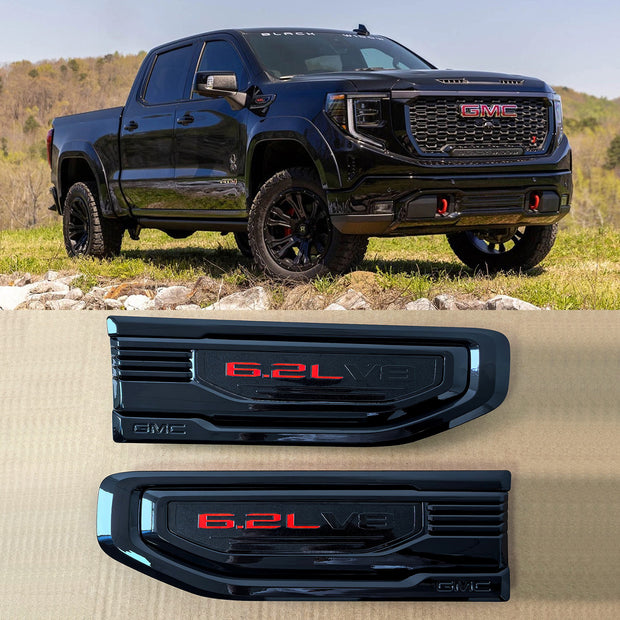 Fender Vent Emblem Set for 2019-2026 GMC Sierra 1500 Badge 6.2L V8