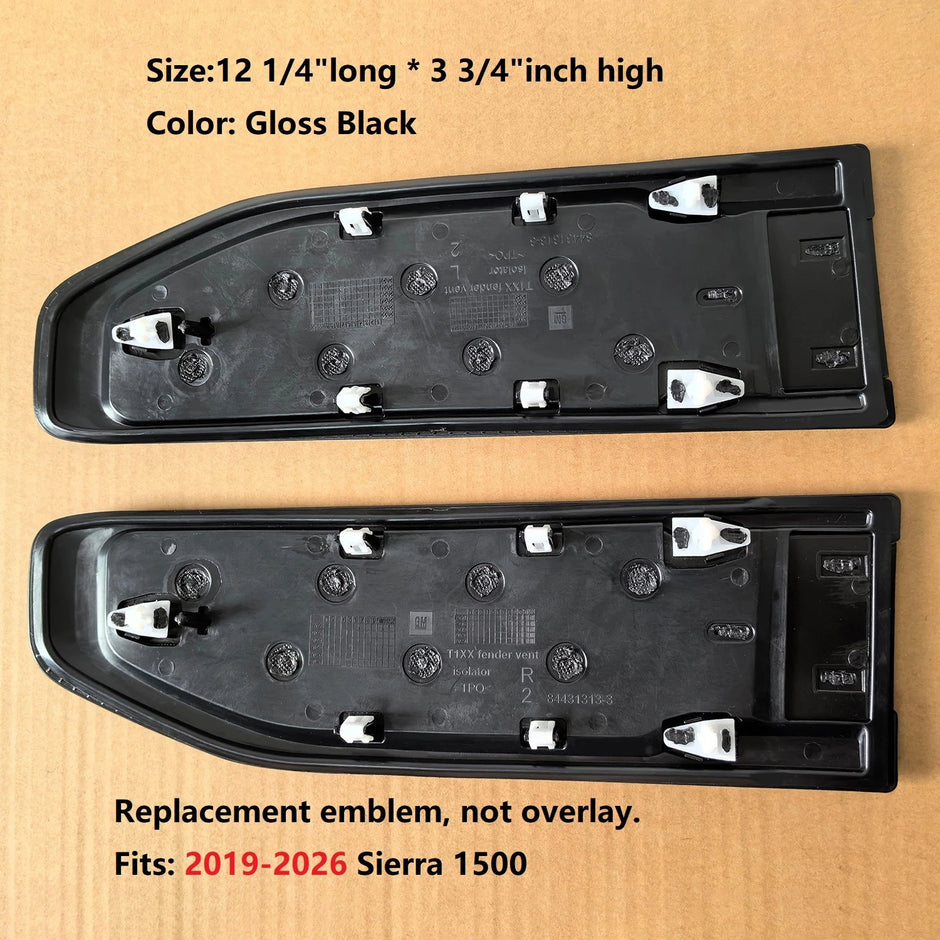 6.2L V8 Fender Vent Emblem Set for 2019-2026 GMC Sierra 1500 86532094 (Black / Red)
