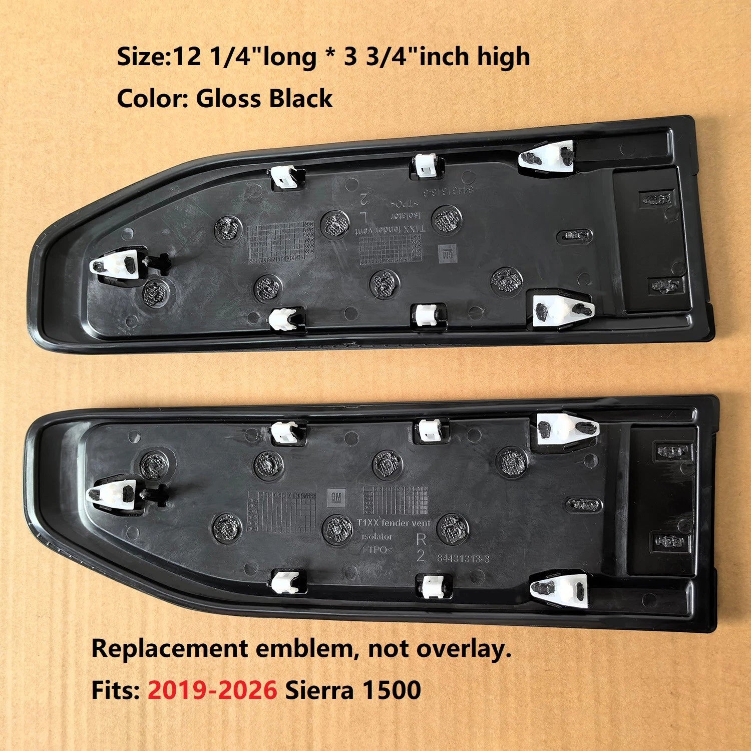 6.2L V8 Fender Vent Emblem Set for 2019-2026 GMC Sierra 1500 86532094 (Black / Red)