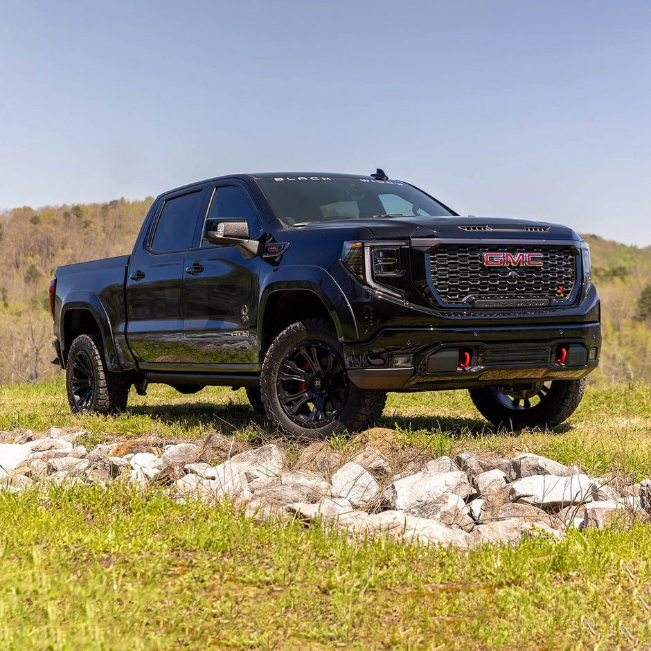 6.2L V8 Fender Vent Emblem Set for 2019-2026 GMC Sierra 1500 86532094 (Black / Red)