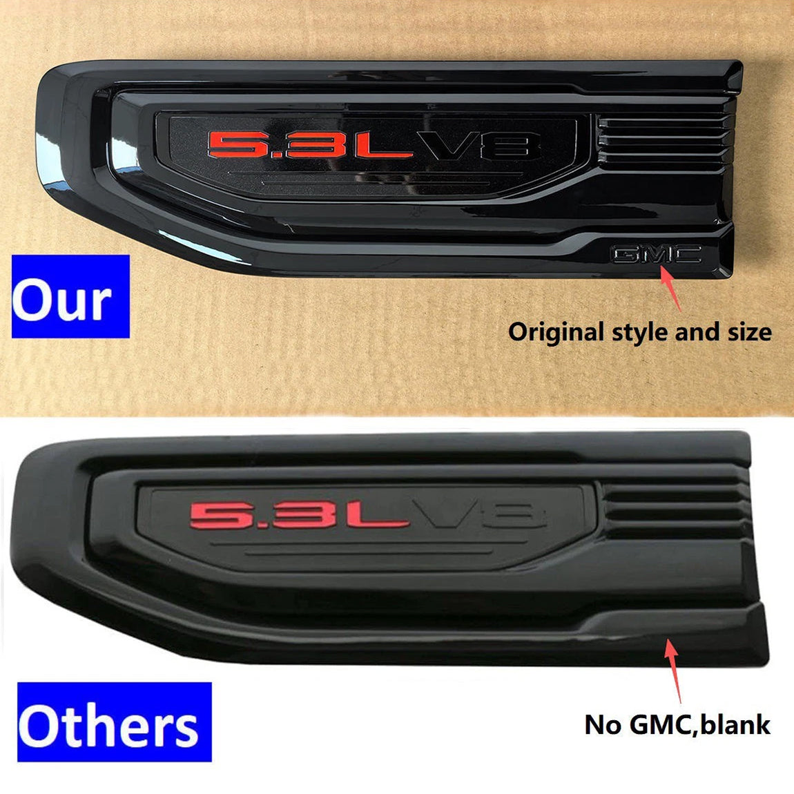 Fender Vent Emblems for 2019–2026 GMC Sierra 1500 Badge Set 5.3L V8