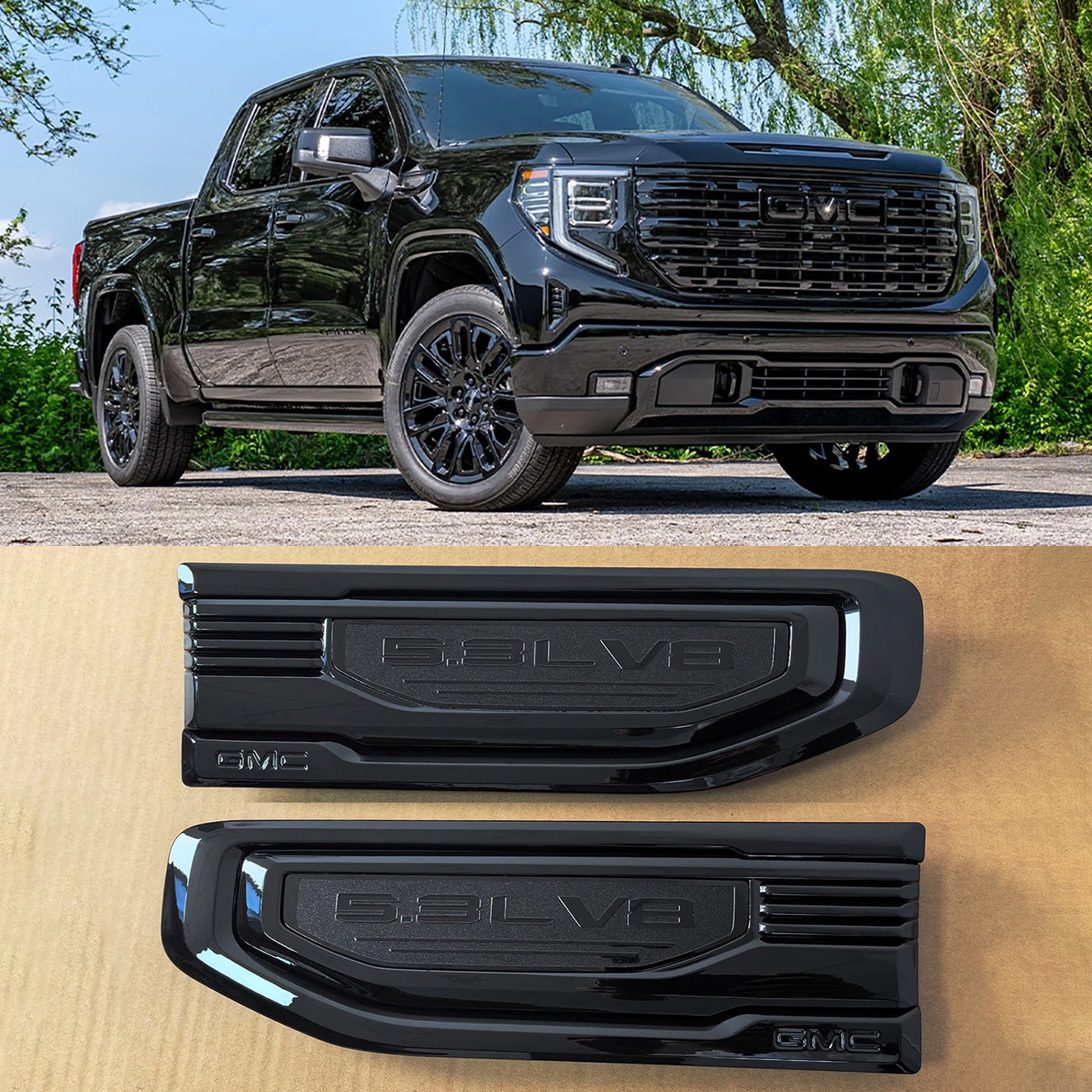 Fender Vent Emblems for 2019–2026 GMC Sierra 1500 Badge Set 5.3L V8