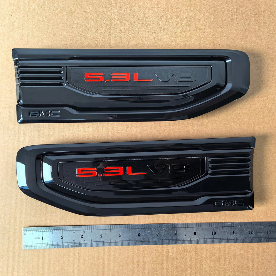 Fender Vent Emblems for 2019–2026 GMC Sierra 1500 Badge Replacement Black/Red