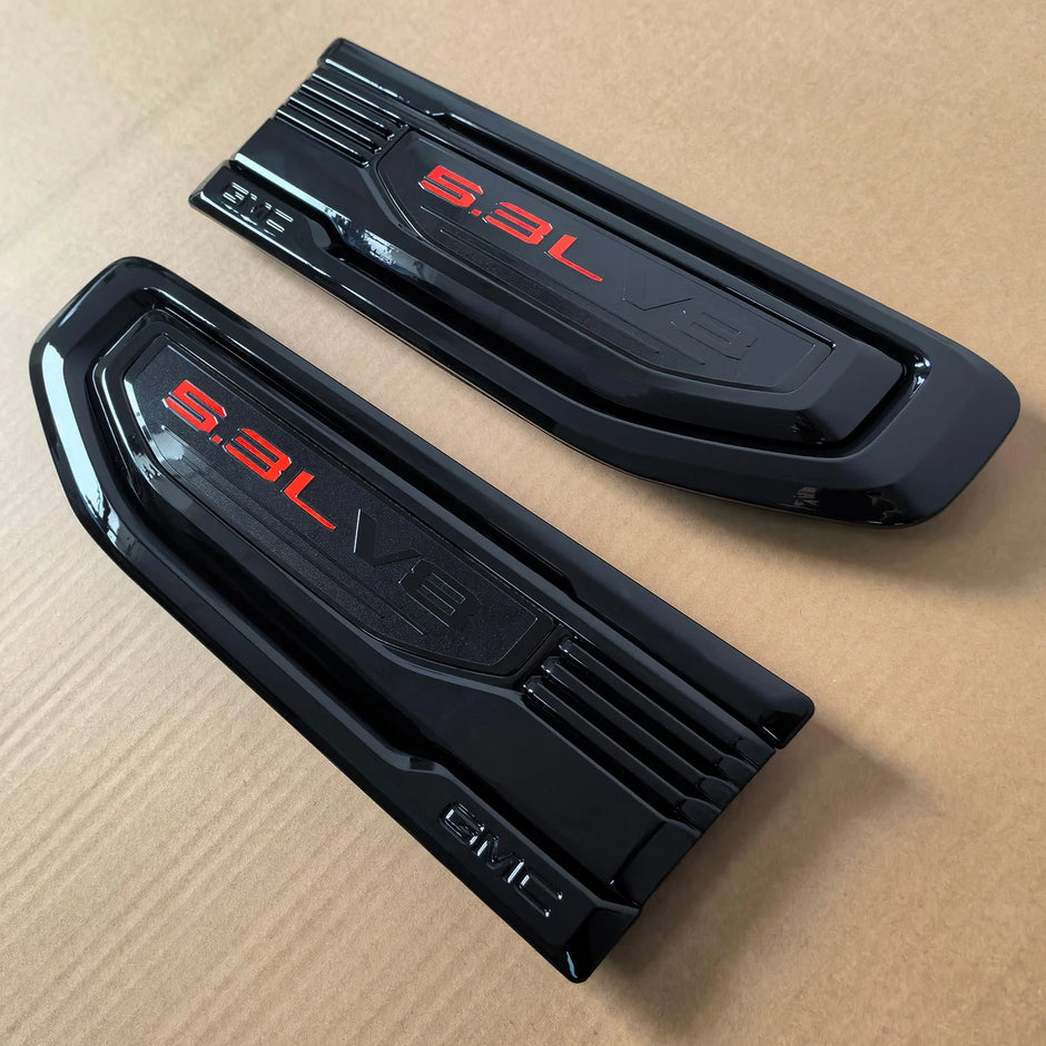 Fender Vent Emblems for 2019–2026 GMC Sierra 1500 Badge Replacement Black/Red