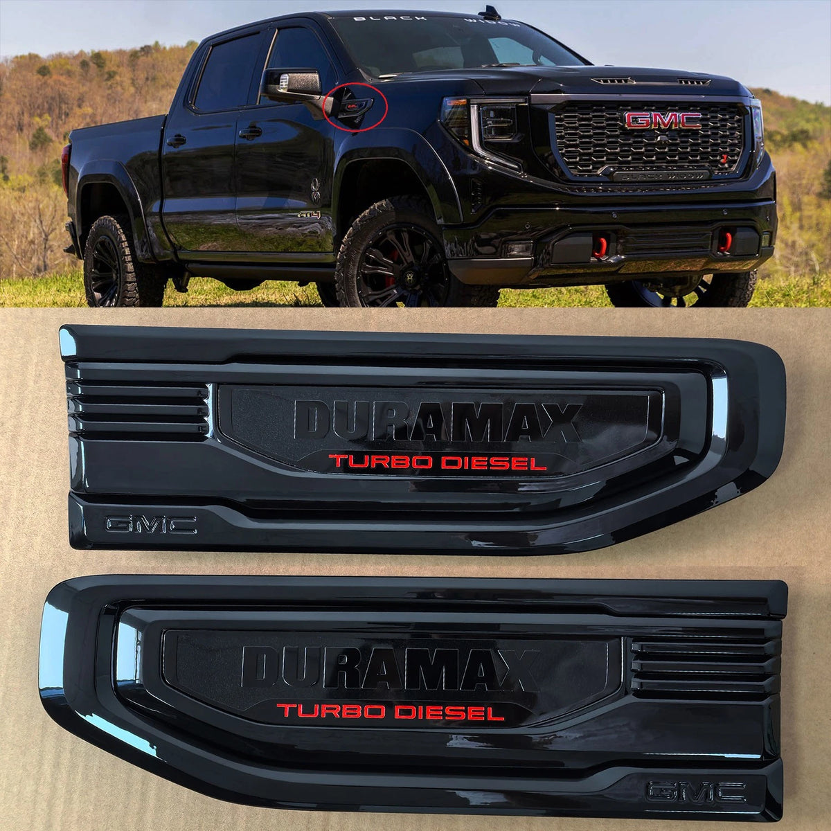 3D Emblem Kit for 2019–2026 GMC Sierra 1500 AT4 Front Rear Fender Vent