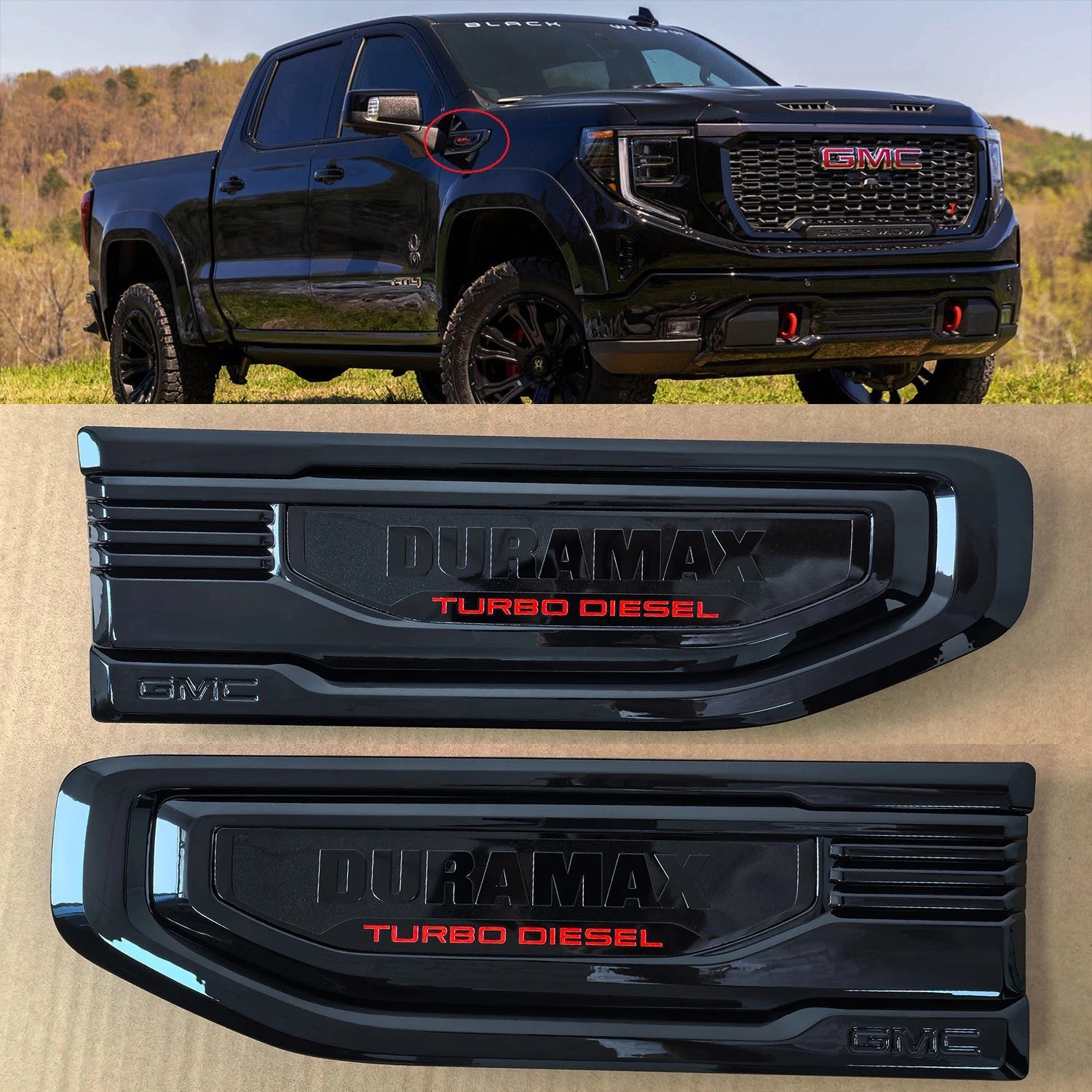 3D Emblem Kit for 2019–2026 GMC Sierra 1500 AT4 Front Rear Fender Vent