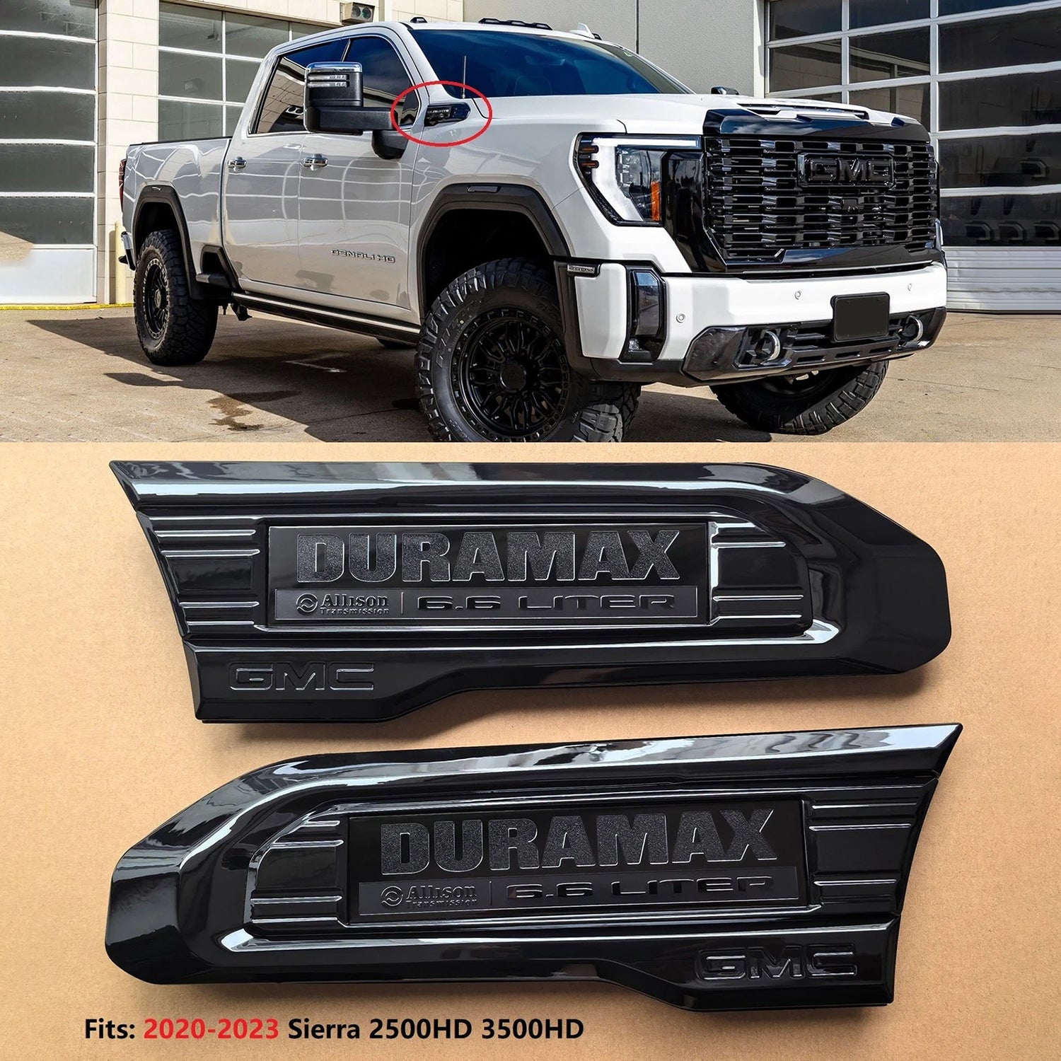 6.6L Duramax Diesel Fender Vent Emblem Set for 2020–2023 GMC Sierra 2500HD