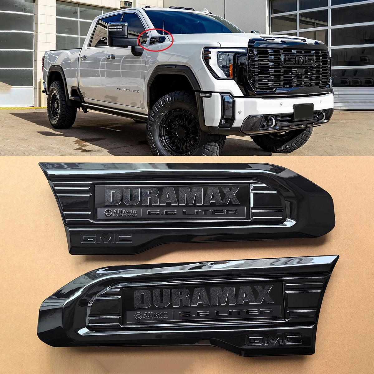 6.6L Duramax Diesel Fender Vent Emblem Set for 2020–2023 GMC Sierra 2500HD
