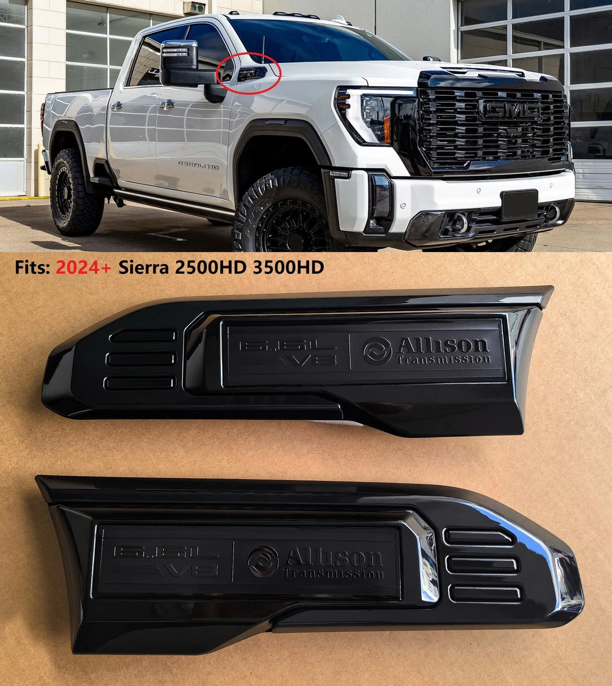 6.6L V8 Allison Fender Vent Emblem Set | 2024–2026 GMC Sierra HD