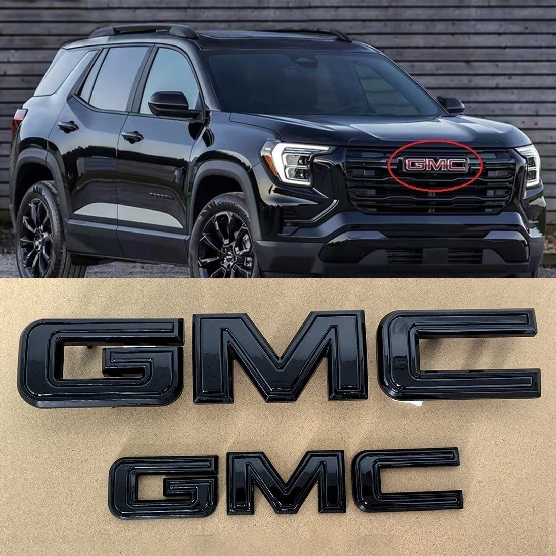 Front Grille & Rear GMC Emblem Set for 2021-2024 Acadia Terrain Badge 2-pack