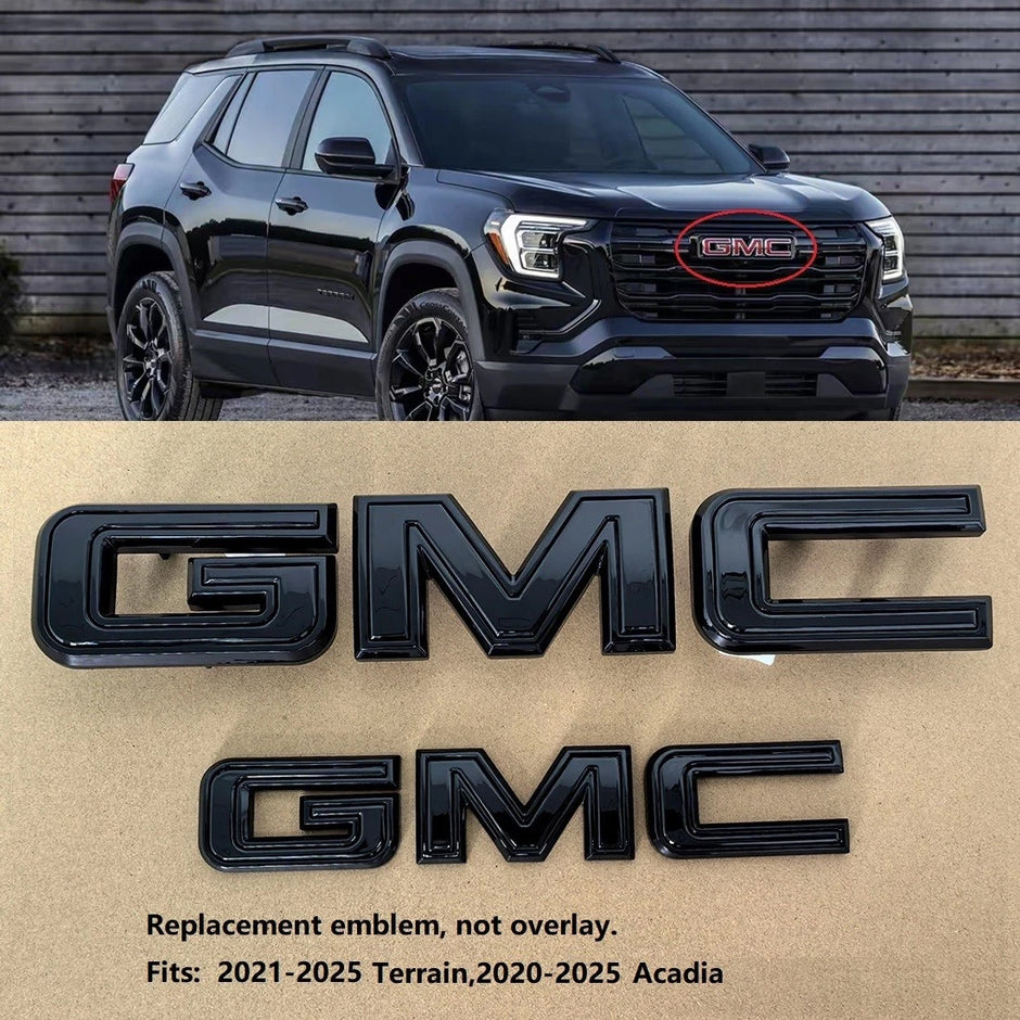 Grille & Rear Emblem Badge Replacement for 2020-2026 Acadia Terrain (Chrome / Gloss Black) 2-pack
