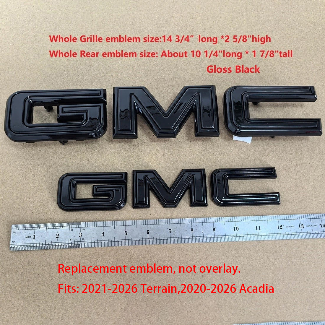 Front Grille & Rear GMC Emblem Set for 2021-2024 Acadia Terrain Badge 2-pack