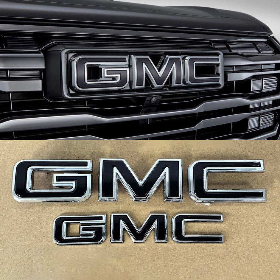 Grille & Rear Emblem Badge Replacement for 2020-2026 Acadia Terrain (Chrome / Gloss Black) 2-pack