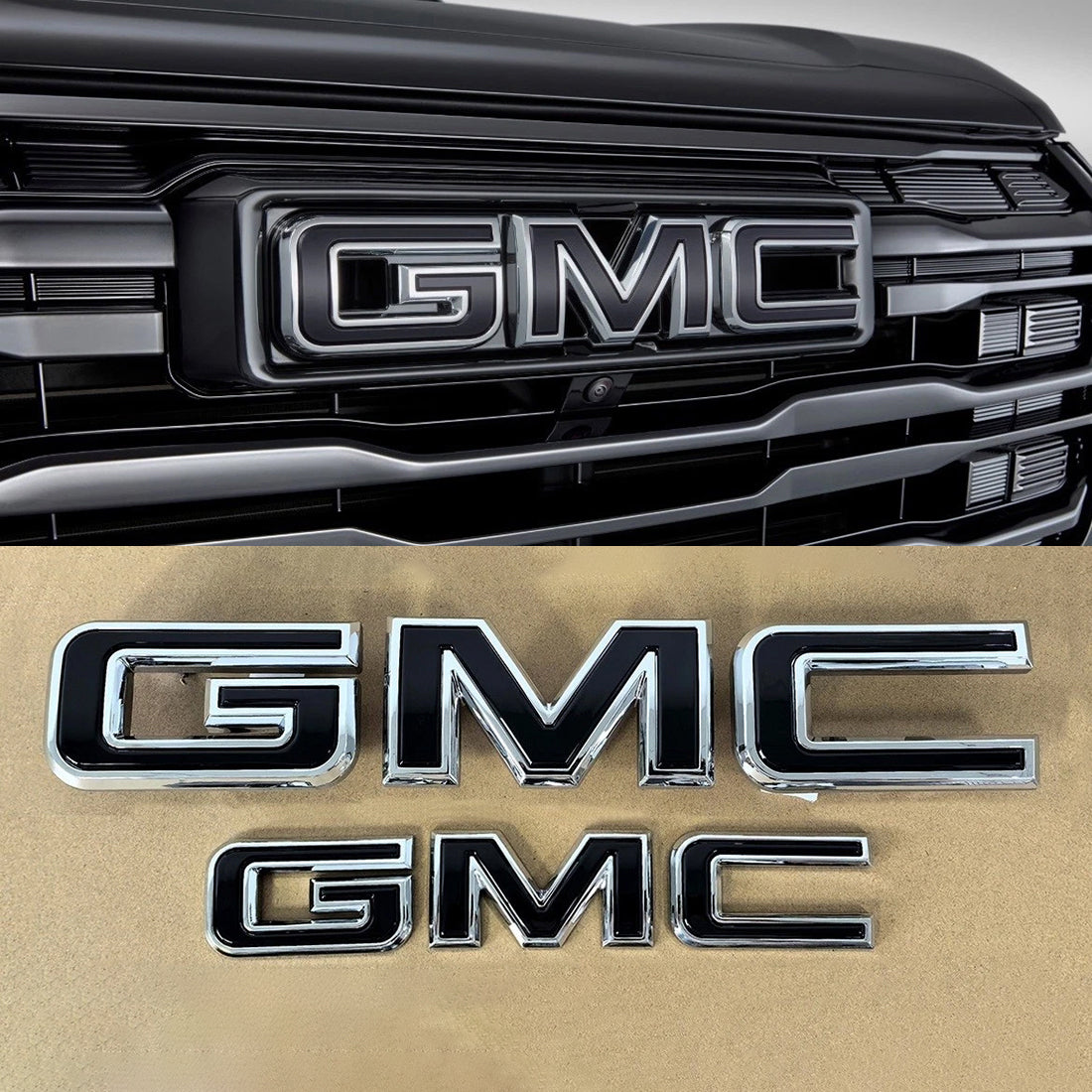 Grille & Rear Emblem Badge Replacement for 2020-2026 Acadia Terrain (Chrome / Gloss Black) 2-pack