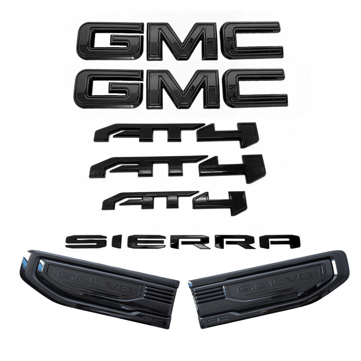 3D Emblem Kit for 2019–2026 GMC Sierra 1500 AT4 Front Rear Fender Vent