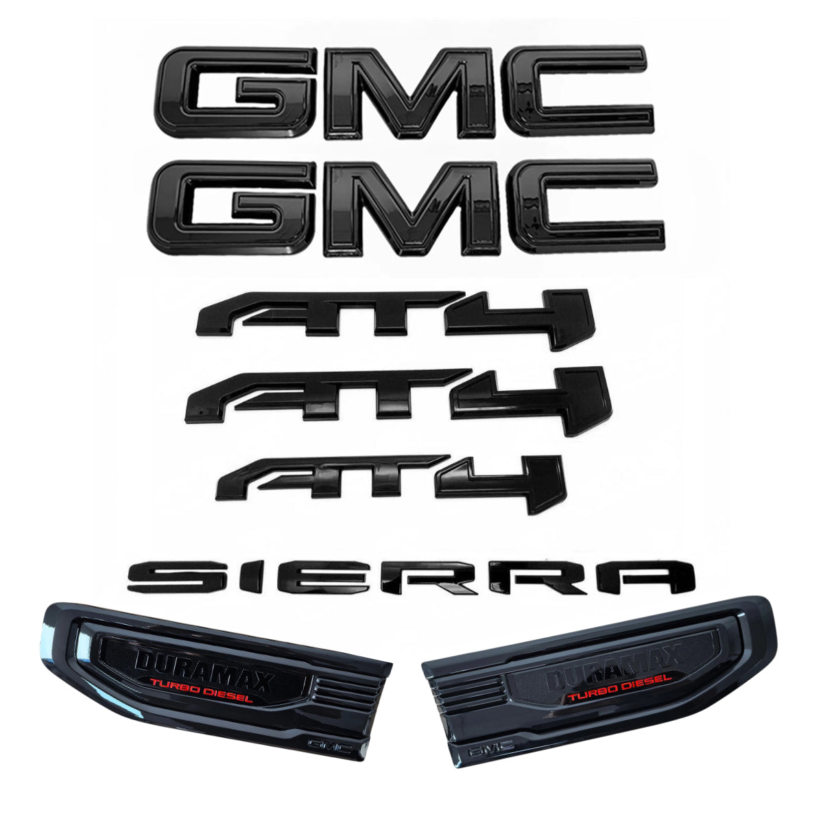3D Emblem Kit for 2019–2026 GMC Sierra 1500 AT4 Front Rear Fender Vent
