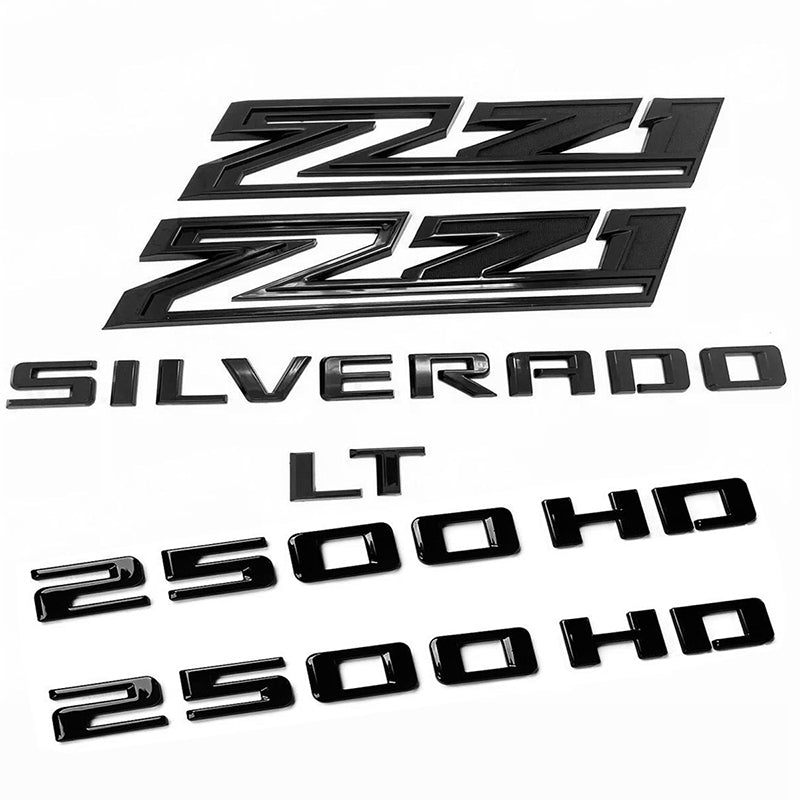 Emblem Kit for 2020+ Chevrolet Silverado 2500HD Z71 LT Grille Bowtie Gloss Black 6pack / 7pack