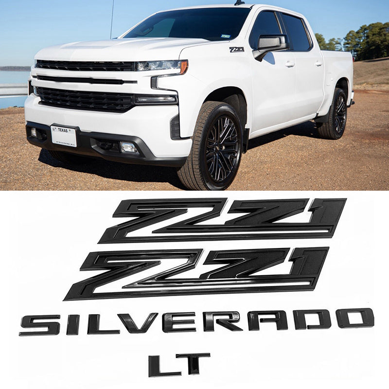 Grille Chevy Bowtie Emblem Kit for 2023+ Silverado 1500 Z71 LT Badges (Chrome / Gloss Black) 4pack / 5pack