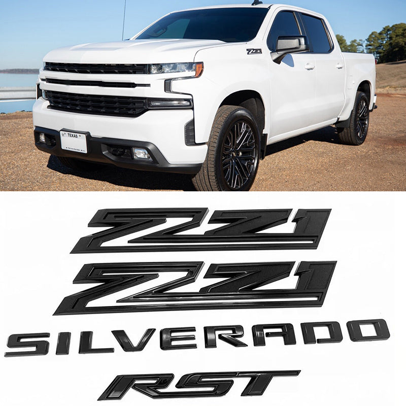 Emblems 3D Badges Replacement for 2019-2025 Silverado Plus Z71 RST (Black / Red) 4-pack