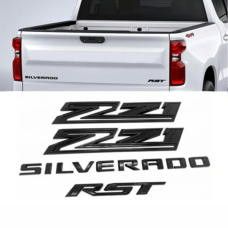 Emblems 3D Badges Replacement for 2019-2025 Silverado Plus Z71 RST (Black / Red) 4-pack