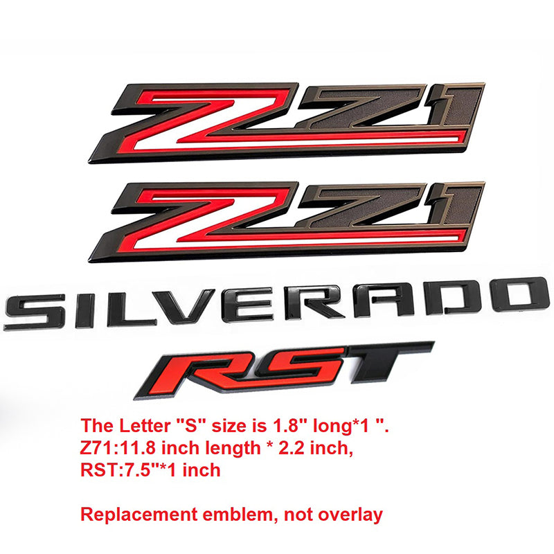 3D Badge Grille Bowtie RST Z71 Emblem for 2022-26 Chevrolet Silverado 1500 (Chrome / Gloss Black) 5pack