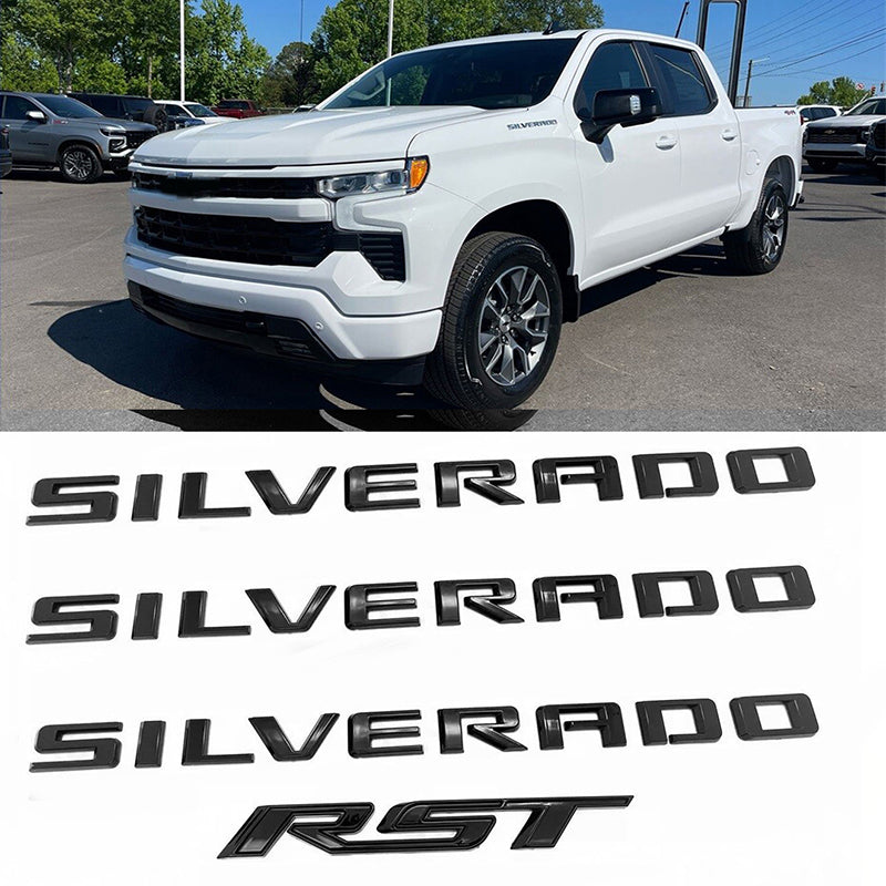 Badge Kit for 2023+ Chevy Silverado 1500 RST Grille Bowtie Emblems (Chrome / Gloss Black) 4pack / 5pack
