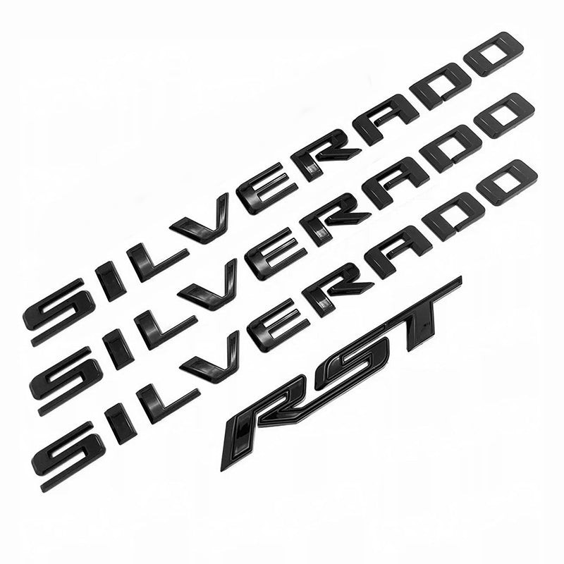 Badge Kit for 2023+ Chevy Silverado 1500 RST Grille Bowtie Emblems (Chrome / Gloss Black) 4pack / 5pack