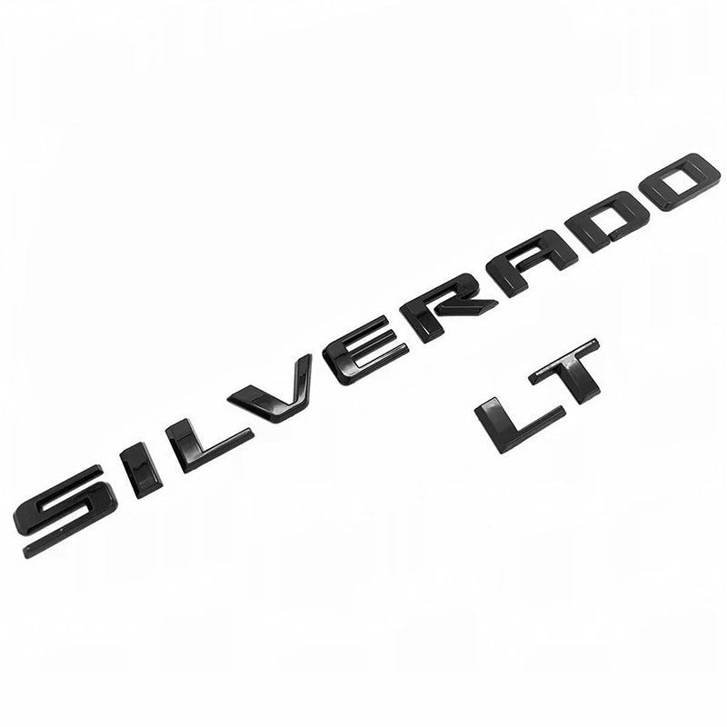 Emblem with LT 3D Badge Replacement for Silverado 1500 2500HD 3500HD Gloss Black 4-pack