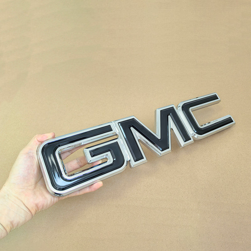 2007-2013 Front Grille Emblem Badge 3D Plastic Replacement for Sierra 1500 2500HD 3500HD 15256164 (Chrome / Gloss Black) 1-pack