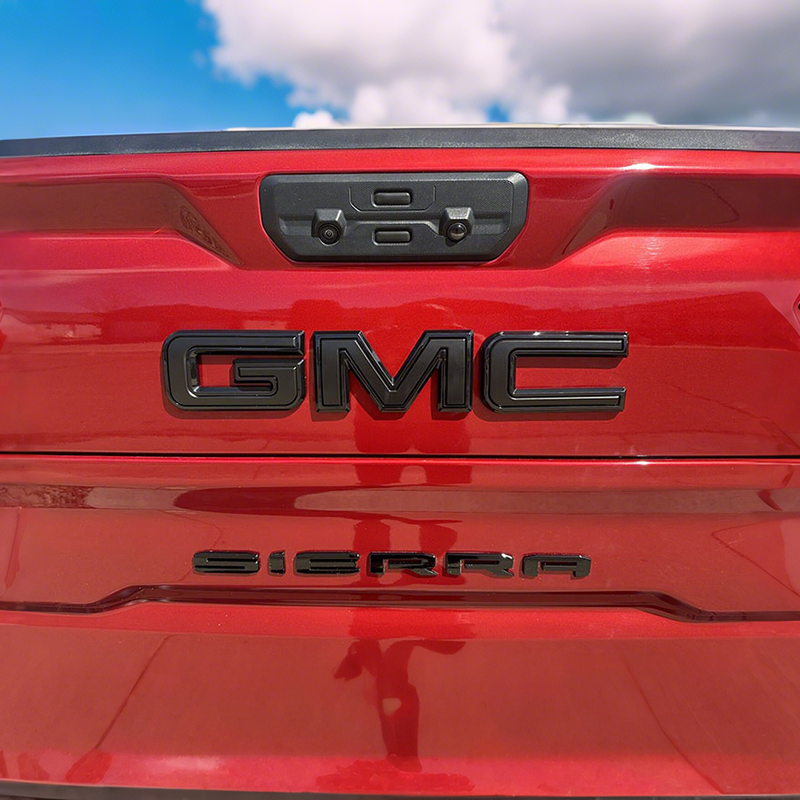Grille And Rear Tailgate Emblem Replacement for GMC 2019-2025 Sierra 1500 2500HD 3500HD Badges (Chrome / Matte / Gloss Black) 2-pack