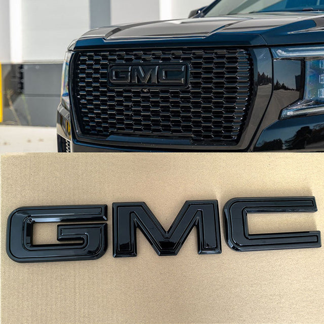 Front Grille Emblem Nameplate Replacement for 2019-2025 GMC Sierra 1500 2500HD 3500HD 84364356 (Chrome / Matte / Gloss Black) 1-pack