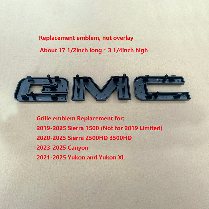 Front Grille Emblem Nameplate Replacement for 2019-2025 GMC Sierra 1500 2500HD 3500HD 84364356 (Chrome / Matte / Gloss Black) 1-pack