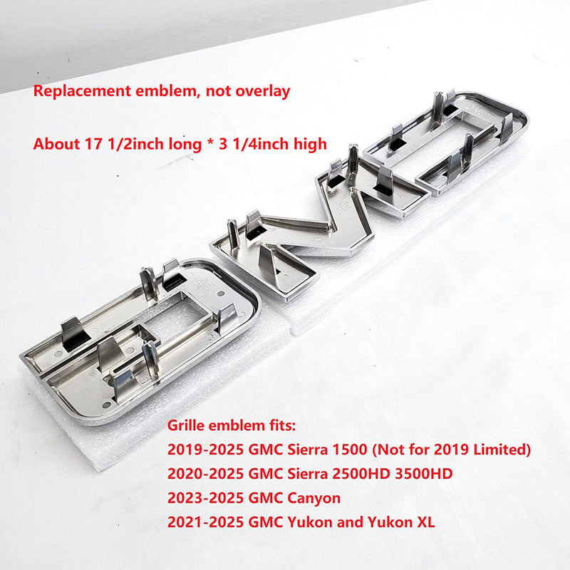 Front Grille Emblem Nameplate Replacement for 2021-2025 GMC Yukon Badges 86539814 (Chrome / Matte / Gloss Black) 1-pack