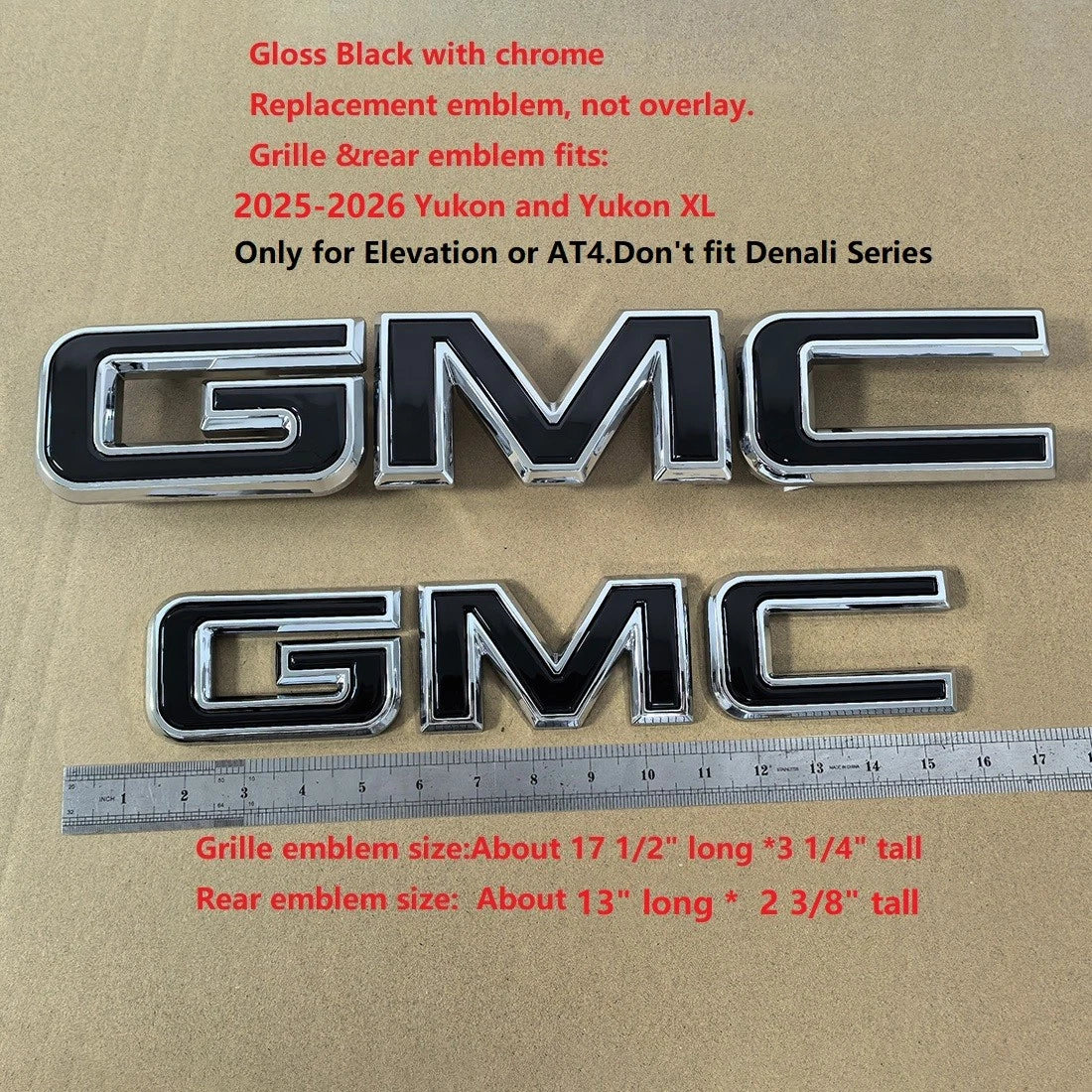 Grille & Rear Emblems for 2025-2026 GMC Yukon AT4 Badge Replacement