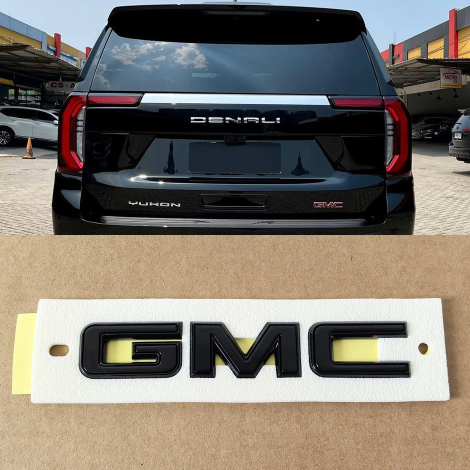 Rear Tailgate Emblem for 2025–2026 GMC Yukon Denali | Denali Ultimate (Gloss Black / Chrome Black)