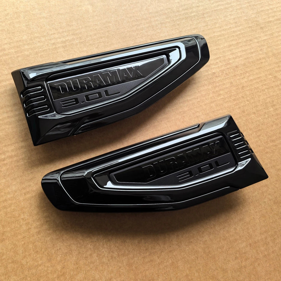 Duramax 3.0L Fender Vent Emblems for 2025–2026 GMC Yukon / Yukon XL Black/Red
