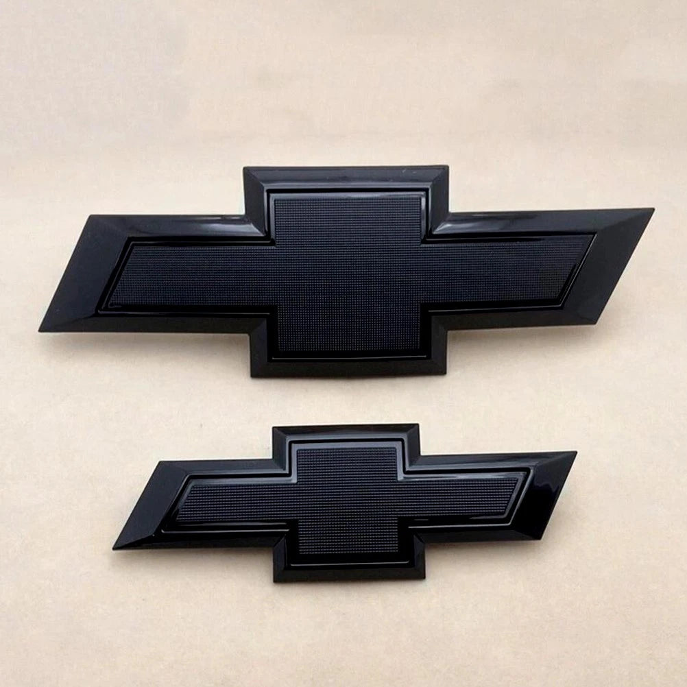 Grille Tailgate Bowtie Emblems for 2021-2026 Tahoe Suburban Badge Kit (Chrome / Gloss Black) 2-pack