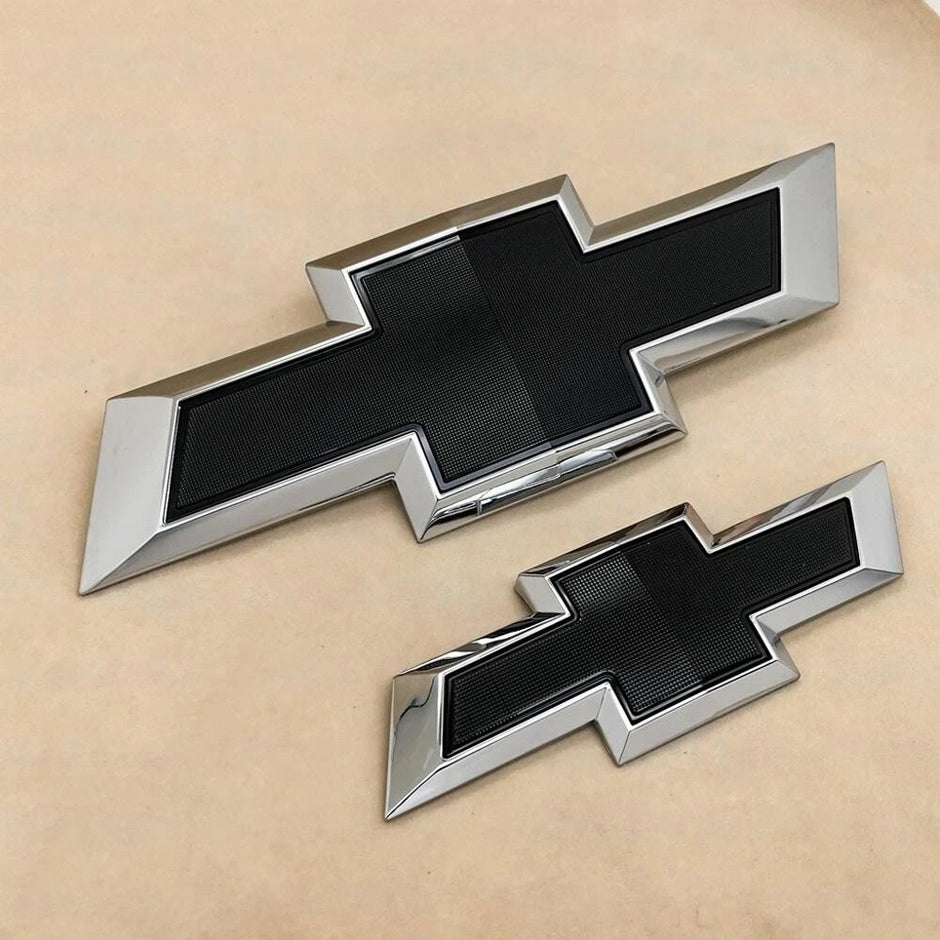 Grille & Tailgate Bowtie Emblem Badge for 2021-2026 Tahoe Suburban (Chrome / Gloss Black) 2-pack