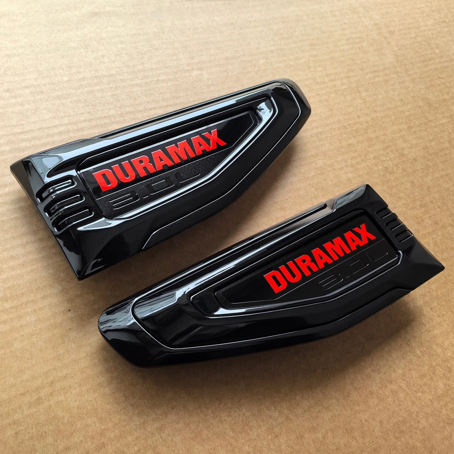 Duramax 3.0L Fender Vent Emblems for 2025–2026 GMC Yukon / Yukon XL Black/Red