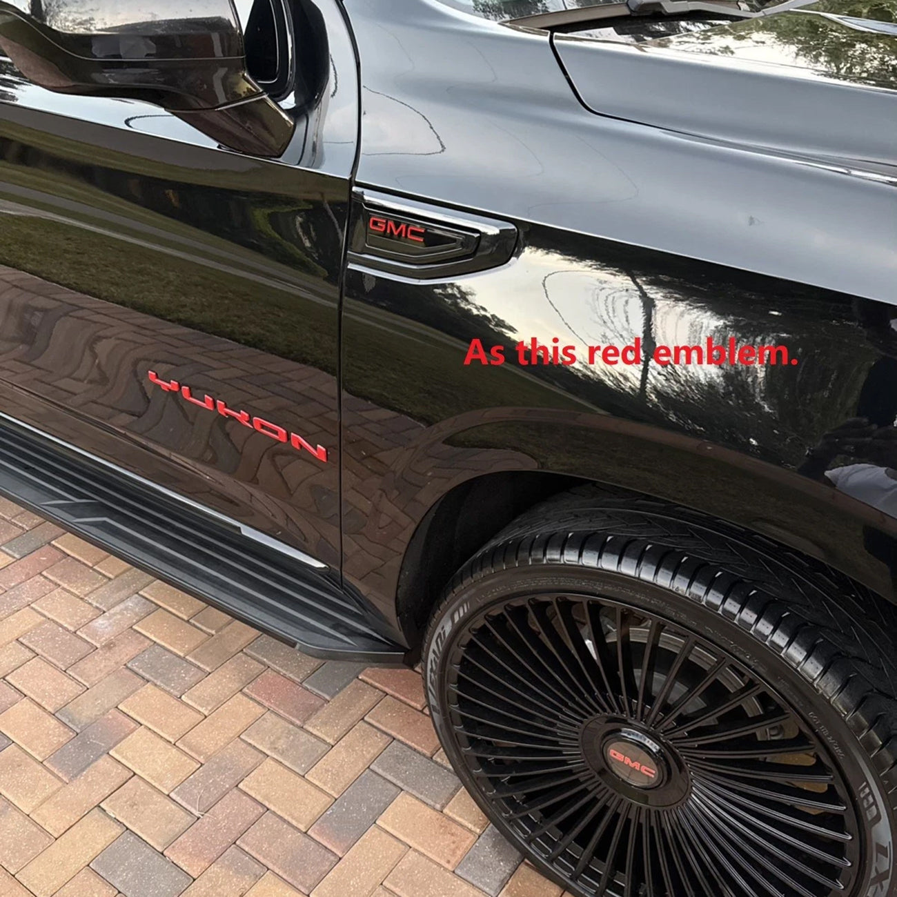 Duramax 3.0L Fender Vent Emblems for 2025–2026 GMC Yukon / Yukon XL Black/Red