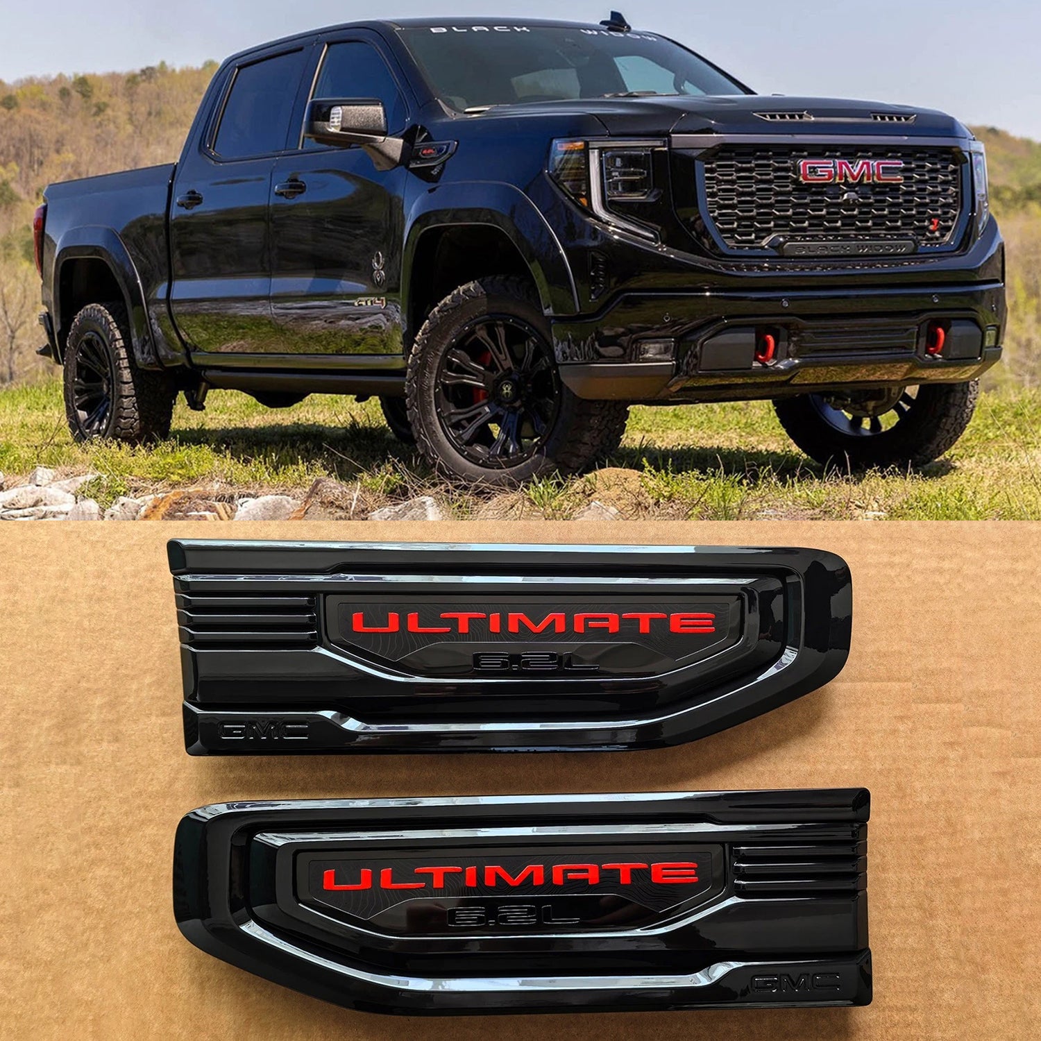 Ultimate 6.2L Fender Vent Emblems for 2019–2026 GMC Sierra 1500 Denali